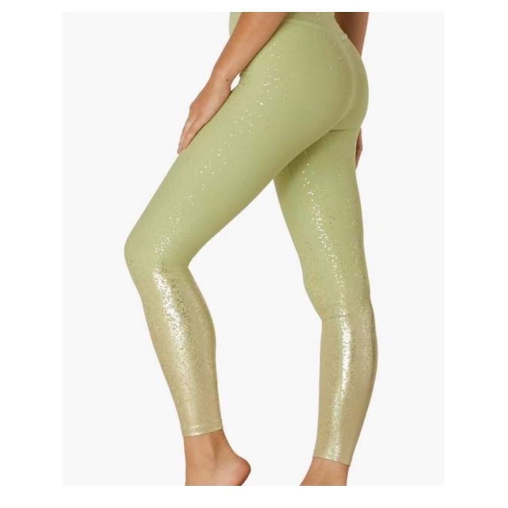 Beyond Yoga Green Gold Alloy Ombre Workout Stretch High Waisted Leggings Large